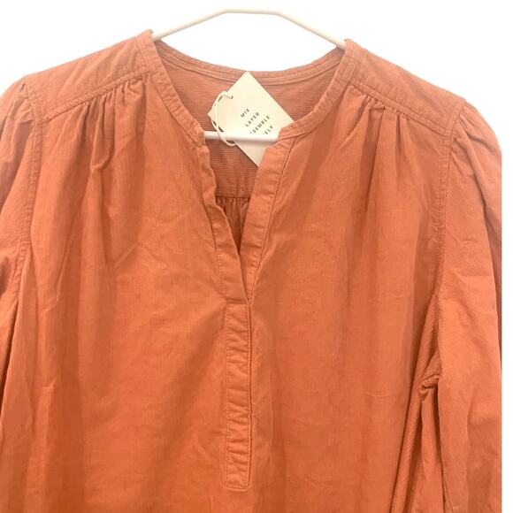 Free Assembly Prairie Dress 2XL Peach Tiered Corduroy Balloon Sleeve Boho NEW - Picture 6 of 10
